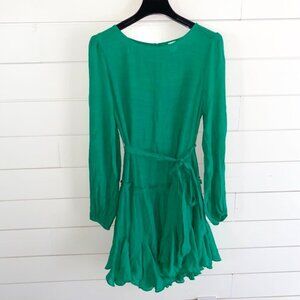 Flawless Green Long Sleeve Dress with ruffles Womens Small Holiday Party